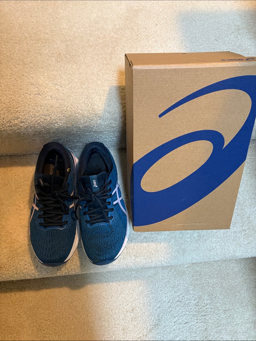 ASICS Men’s Dark Blue Athletic Running Shoes with White Accents